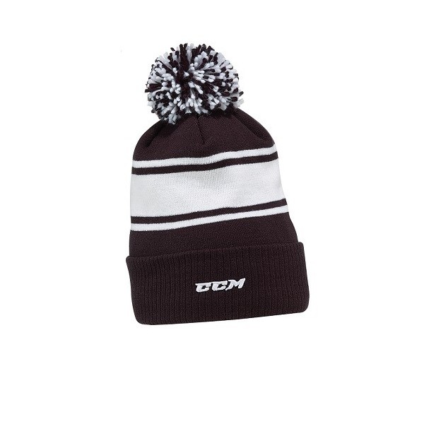 Bonnet CCM Team Fleece a pompon noir/blanc