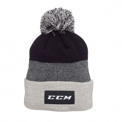 Bonnet CCM Team Fleece C4822 pompon noir gris