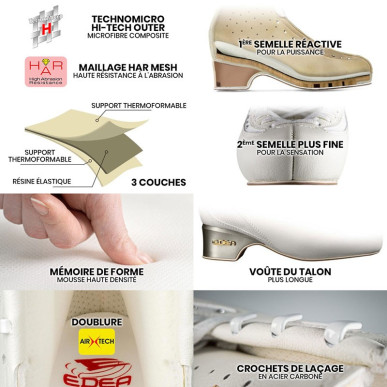 Spécifications techniques Bottines patin artistique EDEA Ice Fly blanc