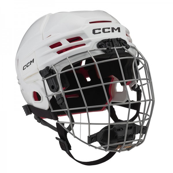 Casque CCM Tacks 70 blanc Combo avec grille argent Enfant