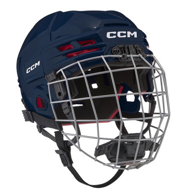 Casque CCM Tacks 70 bleu navy Combo avec grille argent Enfant
